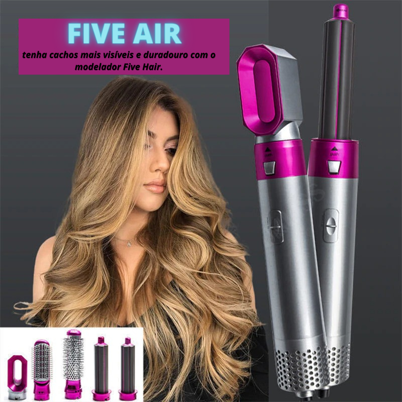 Five Hair - Escova Secadora Alisadora Modeladora de cabelo 5 em 1